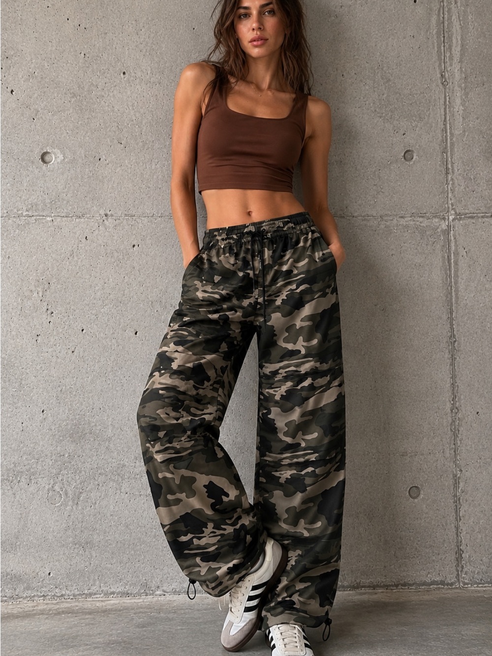 Halara Camo Baggy Cargo Pants Adjustable Drawstring Hem Size S